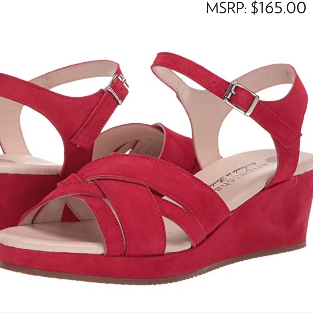 Eric Michael Muse Sandals red suede platform!🌹